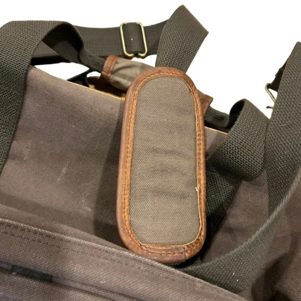 Vintage HIGH SIERRA Mens Brown Green Canvas Leather Flight Large Duffel‎ Bag